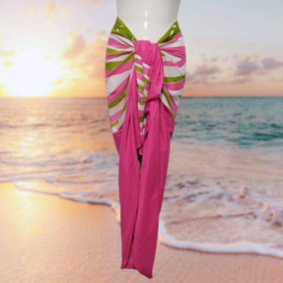 Cover Up Handpainted Cotton Batik Coverups Strapless Dress Wrapskirt Home Accent - Picture 6 of 6